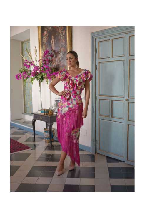 Vestido Romántico Flecos