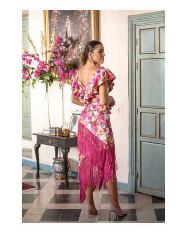 Vestido Romántico Flecos
