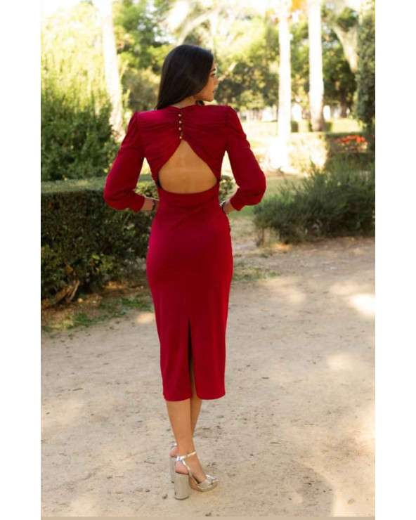 Vestido Dalila vestido midi verde, marron o granate elegante Vestido Dalila vestido midi verde, marron o granate elegante
