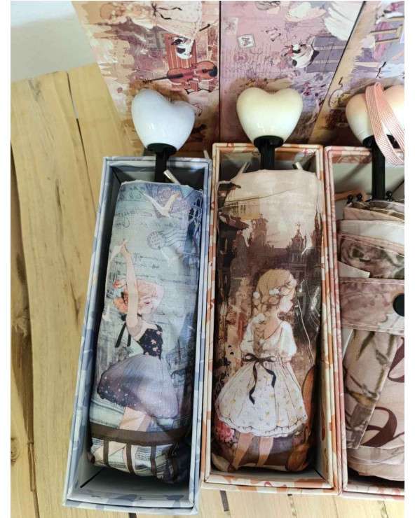 Paraguas Elen, pregable vintage con estuche decorativo - Sweet Candy Paraguas Elen, pregable vintage con estuche decorativo - Sweet Candy