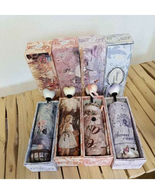 Paraguas Elen, pregable vintage con estuche decorativo - Sweet Candy