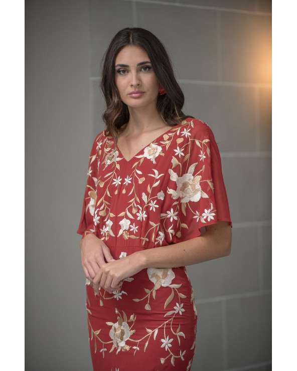 Vestido Jara Bordado, elegantey bohemi floral con Flecos Vestido Jara Bordado, elegantey bohemi floral con Flecos