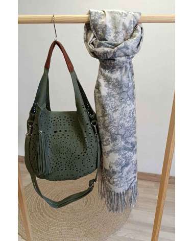 Bolso Troquelado Alegria con borla y doble asa