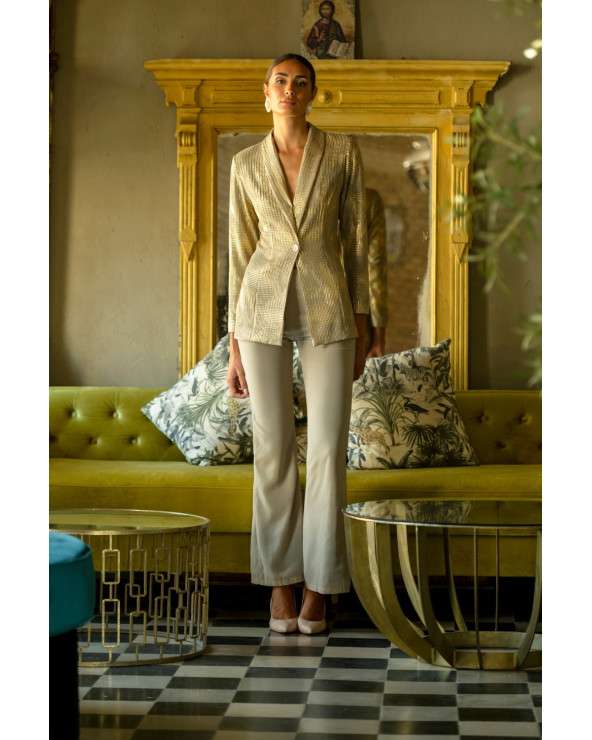 Conjunto Gaia Verde mujer elegante. Traje invitada.