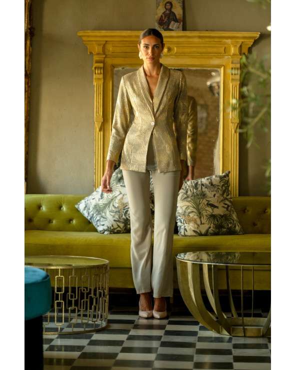 Conjunto Gaia Verde mujer elegante. Traje invitada.