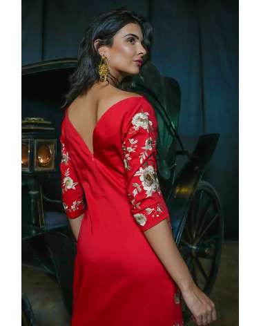 Vestido Cirque bordado con flecos y mantón
