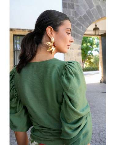 Conjunto Alameda verde elegante falda midi | Invitada boda