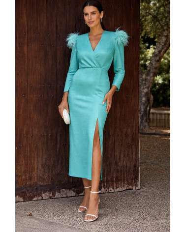 Vestido Anita Verde Agua elegante midi | Invitada boda mujer
