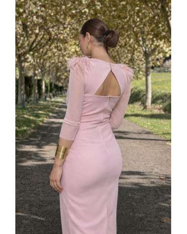 Vestido Iris rosa empolvado elegante para invitada | Espalda abierta