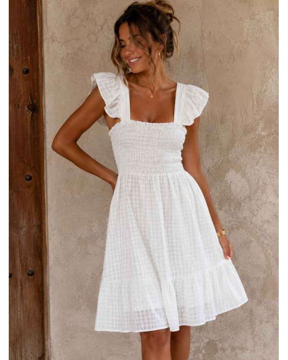 Vestido Blanco Vichy con Volantes La Ratita Presumida