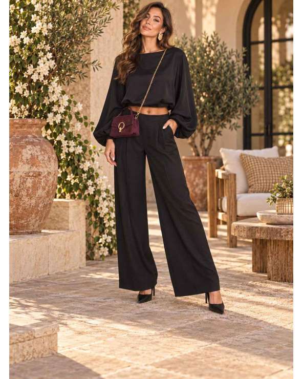 Conjunto Lili Negro | Blusa y Pantalón Palazzo