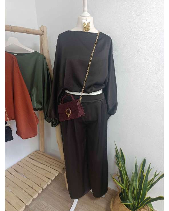 Conjunto Lili Negro | Blusa y Pantalón Palazzo
