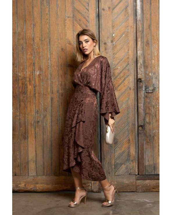 Vestido Victoria Marrón Jacquard | Vestido Invitada