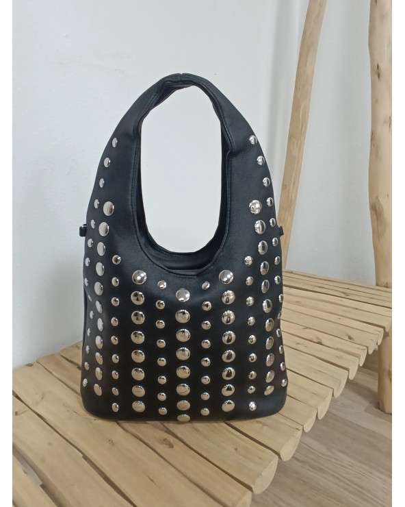 Bolso Tachuela Mujer Negro y Chocolate
