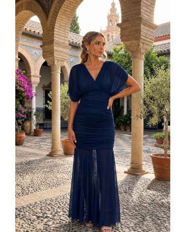 Vestido Belina Largo de Fiesta Drapeado La Ratita Presumida
