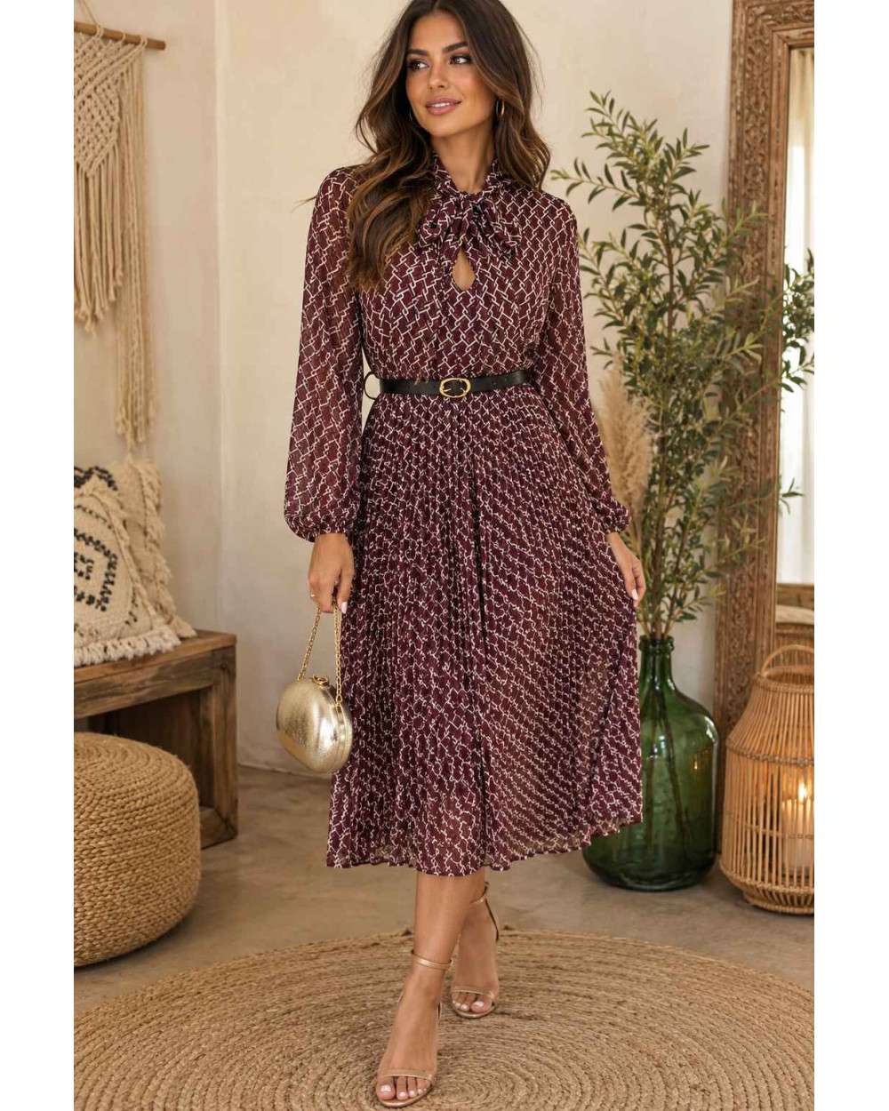 Vestido Luna Midi Estampado con Lazo La Ratita Presumida