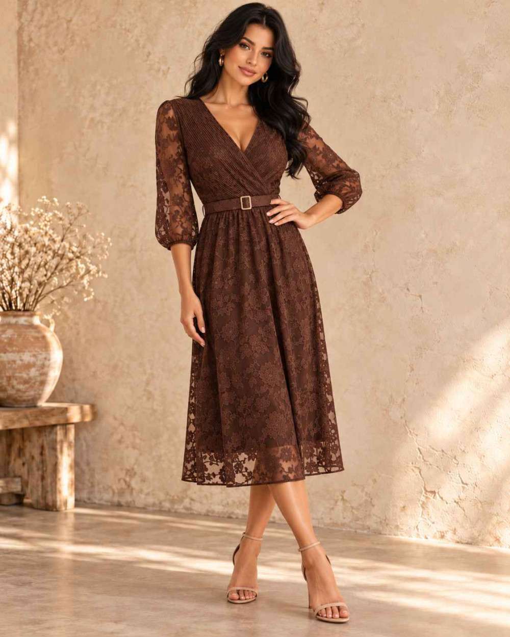 Vestido Artis Midi Floral con Cinturón La Ratita Presumida 35 €