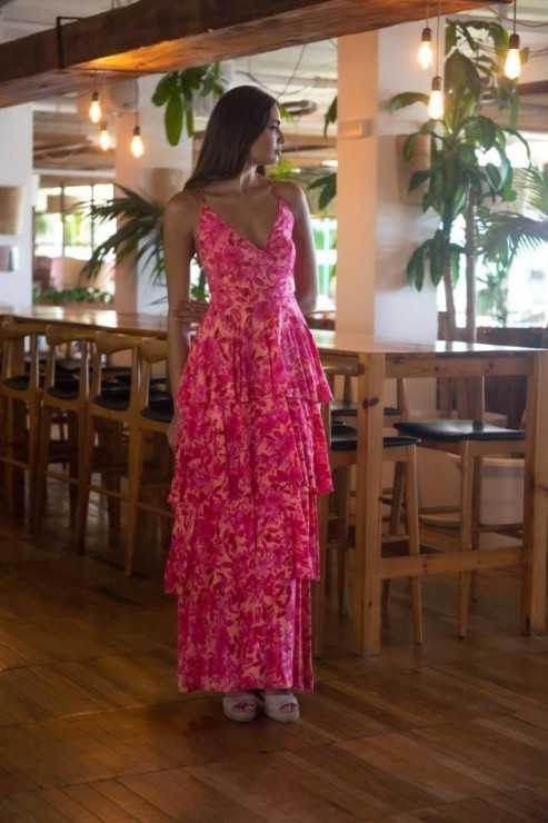 Vestido Antik Flor Fucsia