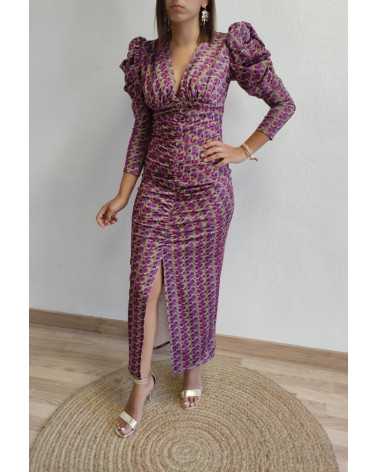 Vestido de corte midi, escote en V y fruncido en la zona del abdomen la ratita presumida mula murcia