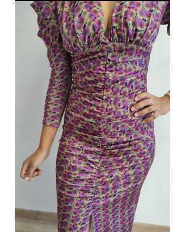 Vestido de corte midi, escote en V y fruncido en la zona del abdomen la ratita presumida mula murcia